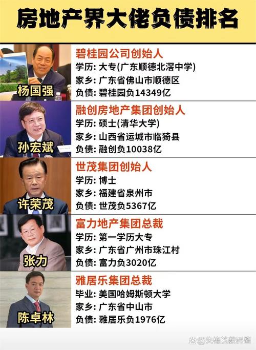 房地产界大佬负债排名 谁在负重前行？